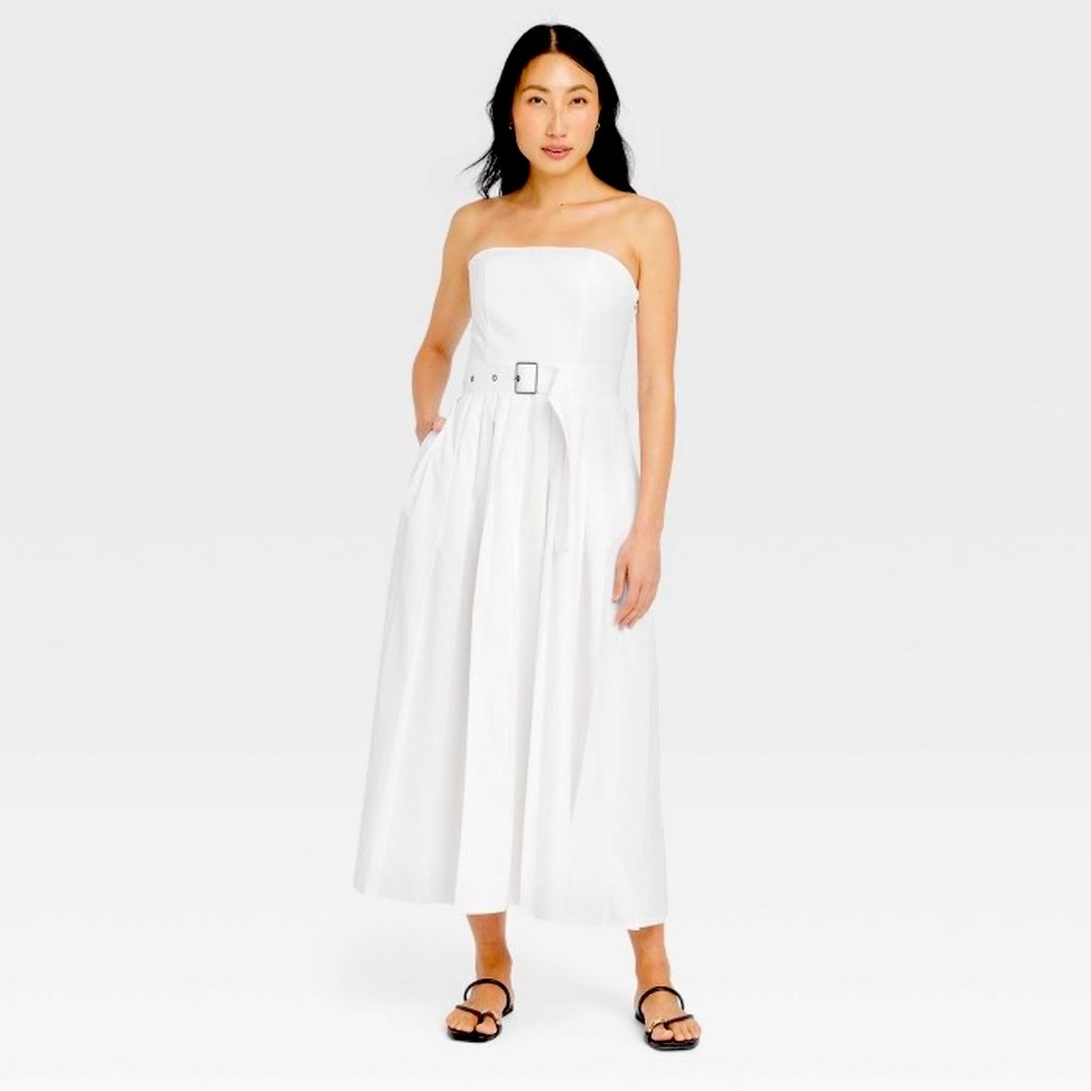 Women’s Belted Midi Bandeau Dress